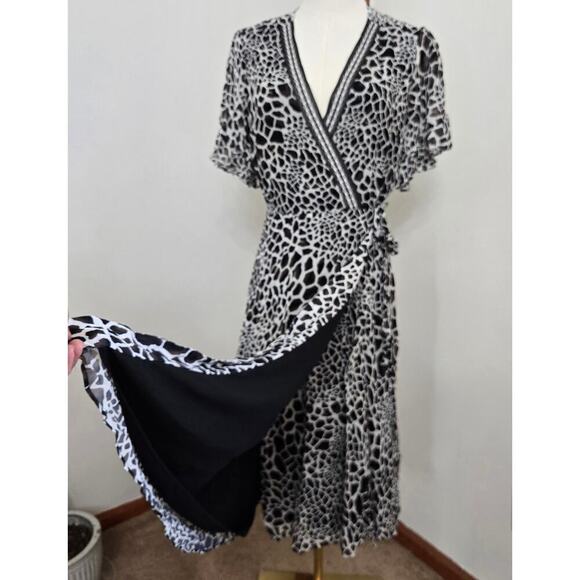 Hale Bob Wrap Dress Small Mob Wife Flowy Animal Print Dark Romantic Grunge - Picture 4 of 12